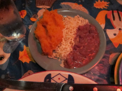 Sweet potatoes, red beans and rice