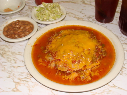 Green enchiladas are New Mexico style