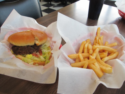 Hamburger and fries