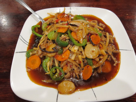 Szechuan pork served in the restaurant