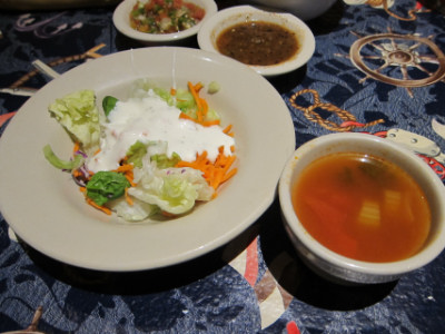 Fish soup and salad