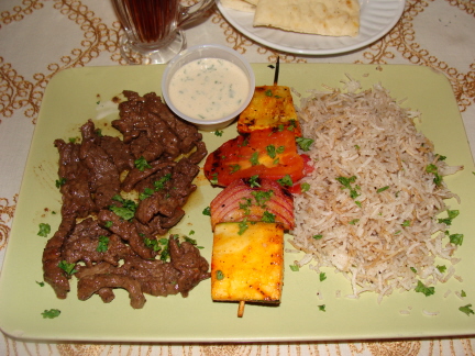 Beef shawerma and chicken tawook