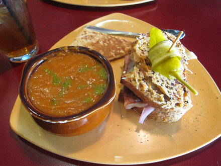 Cubanito with tomato basil soup