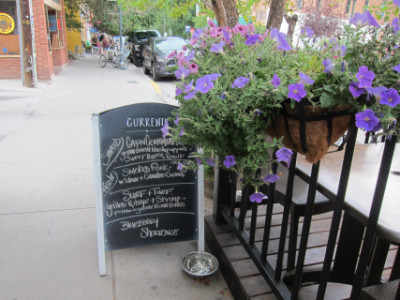 Specials board next to the outdoor patio