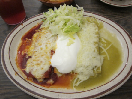 Tri-color or "Mexican flag" enchiladas