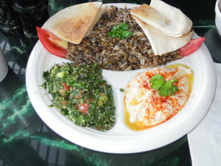 Lentil and rice pilaf plate