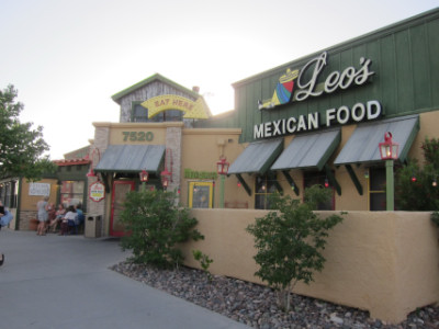 Entrance to Leo's on the south side of the building