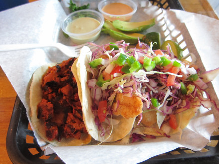 Adobada and fish tacos