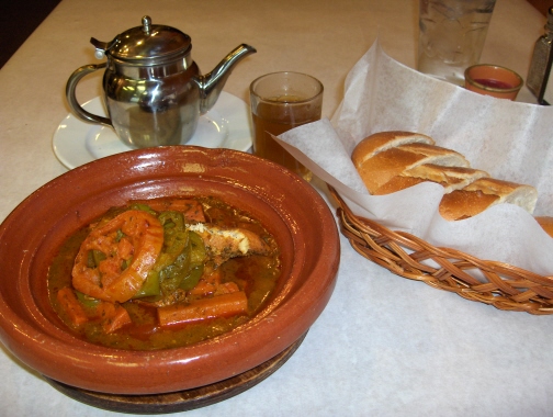 Sometimes they offer special tagines such as this cobia dish