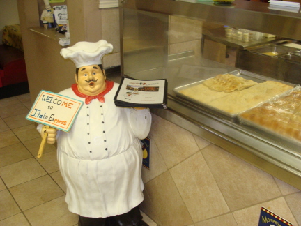 Cheese bread and garlic bread in the counter