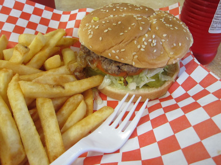 Hamburger and fries