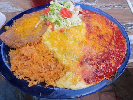 Enchiladas served "Christmas" (being appropriate for the season)