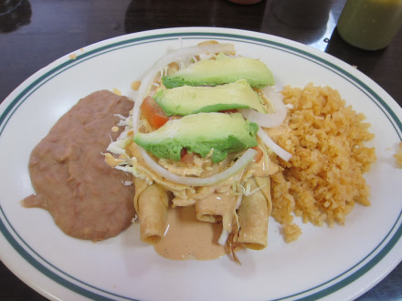 Flautas with chipotle sauce are probably the most popular dish at El Taquito