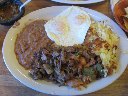 Steak Ranchero & Eggs on the breakfast menu