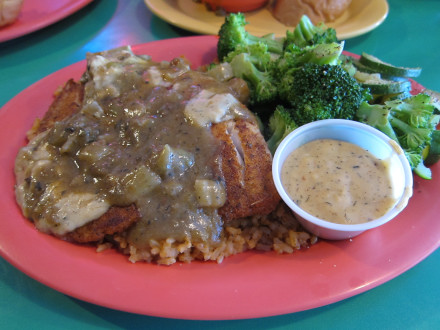 Blackened tilapia with etouffée